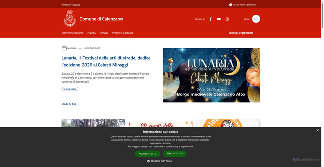 Security scan screenshot of https://www.comune.calenzano.fi.it