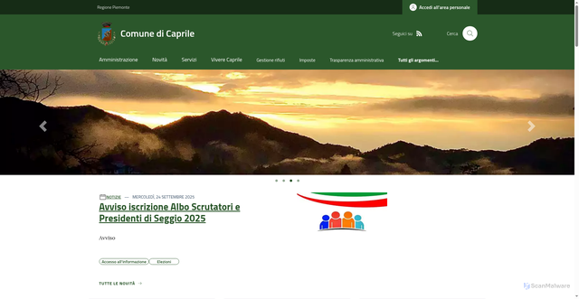 Security scan screenshot of https://www.comune.caprile.bi.it/