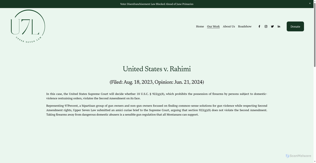 Security scan screenshot of http://uppersevenlaw.com/us-v-rahimi
