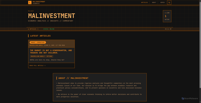 Security scan screenshot of https://malinvestment.org/