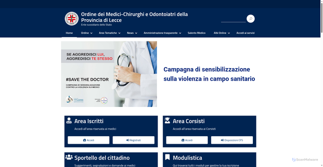 Security scan screenshot of https://lnx.ordinemedicilecce.it/
