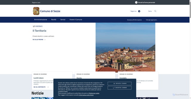 Security scan screenshot of https://www.comune.sezze.lt.it