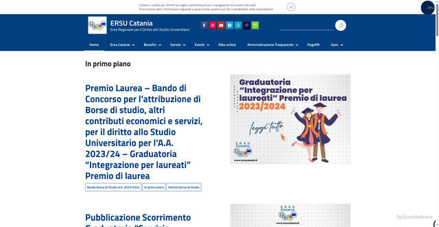 Security scan screenshot of https://www.ersucatania.it/