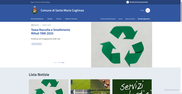 Security scan screenshot of https://comune.santamariacoghinas.ss.it/