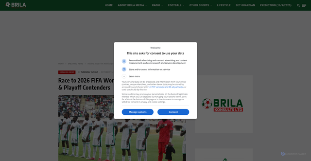 Security scan screenshot of https://brila.net/race-to-2026-full-list-of-world-cup-qualifiers-playoff-contenders/