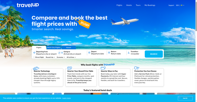 Security scan screenshot of https://www.travelup.com