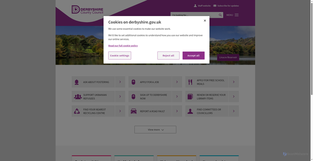 Security scan screenshot of https://www.derbyshire.gov.uk/home.aspx