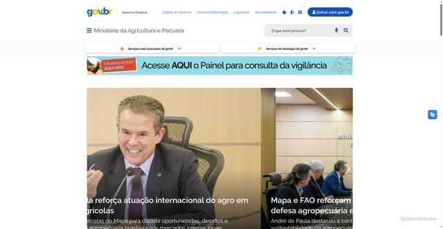 Security scan screenshot of http://www.agricultura.gov.br/