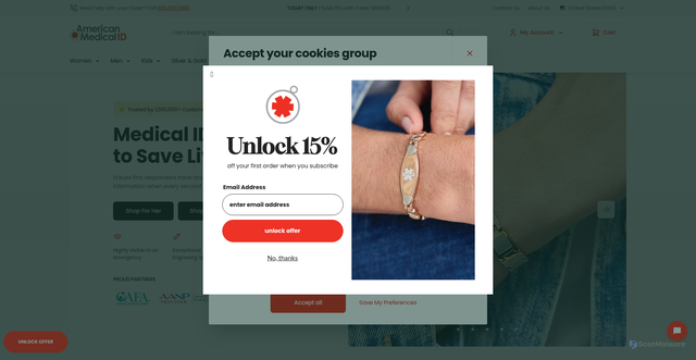 Security scan screenshot of https://www.americanmedical-id.com