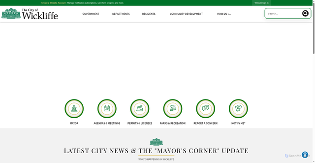 Security scan screenshot of https://www.cityofwickliffe.com/