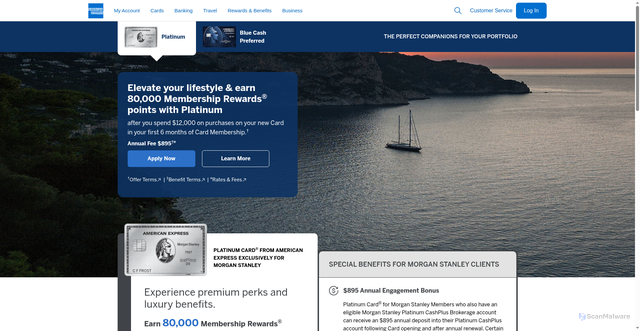 Security scan screenshot of https://apply.americanexpress.com/amex-morgan-stanley-credit-cards/?page_url=38