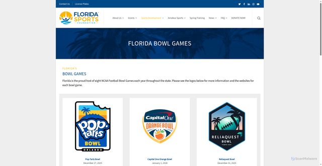 Security scan screenshot of https://playinflorida.com/florida-bowl-games/