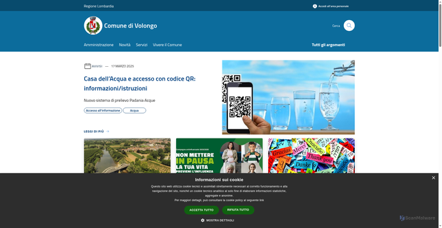 Security scan screenshot of https://www.comune.volongo.cr.it/it