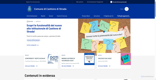Security scan screenshot of https://www.comune.castionsdistrada.ud.it/