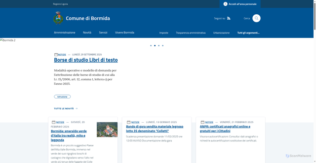 Security scan screenshot of https://www.comune.bormida.sv.it/