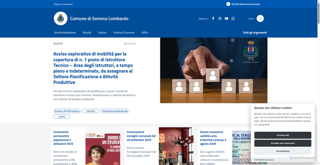 Security scan screenshot of https://comune.sommalombardo.va.it/