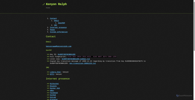 Security scan screenshot of https://kenyonralph.com