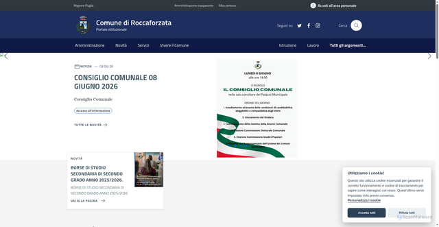 Security scan screenshot of https://www.comune.roccaforzata.ta.it/