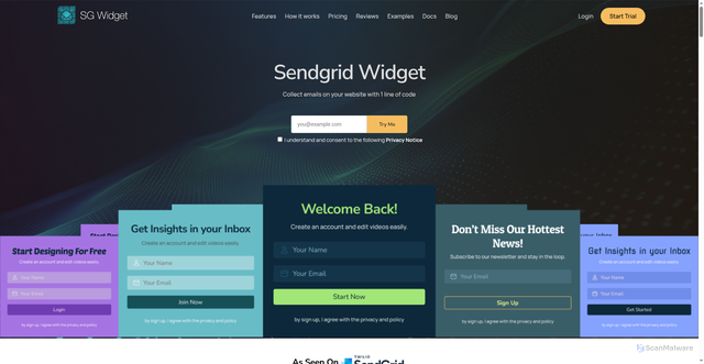 Security scan screenshot of https://sgwidget.com