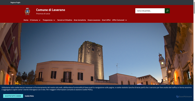 Security scan screenshot of https://www.comune.leverano.le.it/