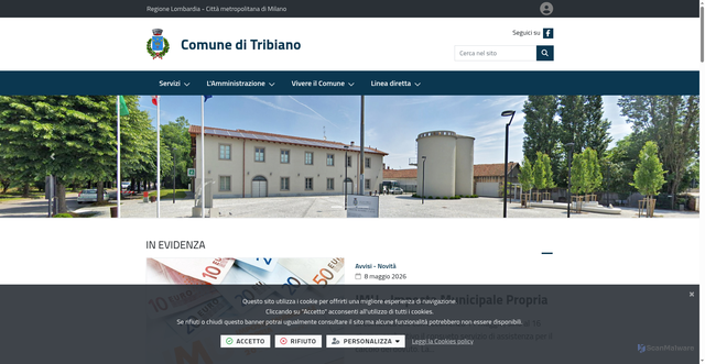 Security scan screenshot of https://www.comune.tribiano.mi.it