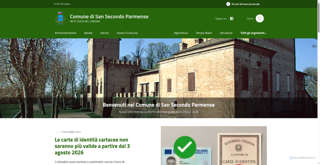 Security scan screenshot of https://www.comune.san-secondo-parmense.pr.it/
