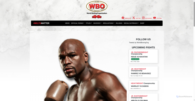 Security scan screenshot of https://wboboxing.com/fighter-profile/floyd-mayweather/