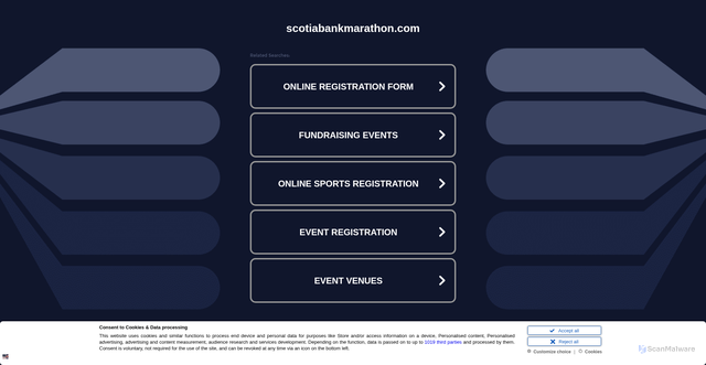 Security scan screenshot of admin.scotiabankmarathon.com