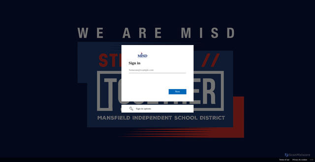 Security scan screenshot of https://mansfieldisd-my.sharepoint.com