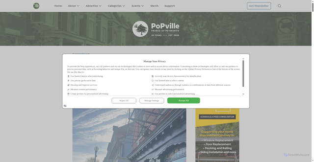 Security scan screenshot of https://popville.com