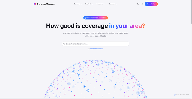 Security scan screenshot of https://coveragemap.com