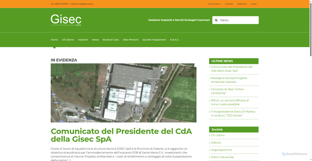 Security scan screenshot of https://www.gisecspa.it/