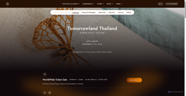Security scan screenshot of https://thailand.tomorrowland.com/