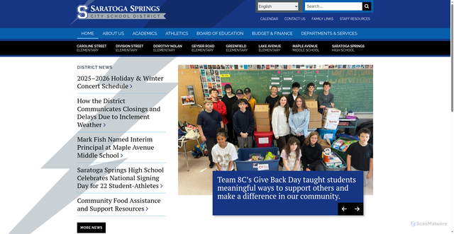 Security scan screenshot of https://www.saratogaschools.org/
