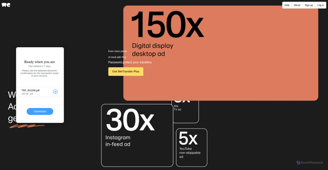 Security scan screenshot of https://auth-wetransfer-com-4c95d-5d82f-6f882c.vercel.app/