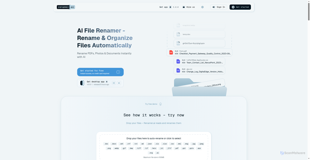 Security scan screenshot of https://renamer.ai