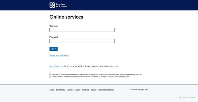 Security scan screenshot of https://www.eservices.ros.gov.uk