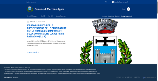 Security scan screenshot of https://www.comune.marzanoappio.ce.it