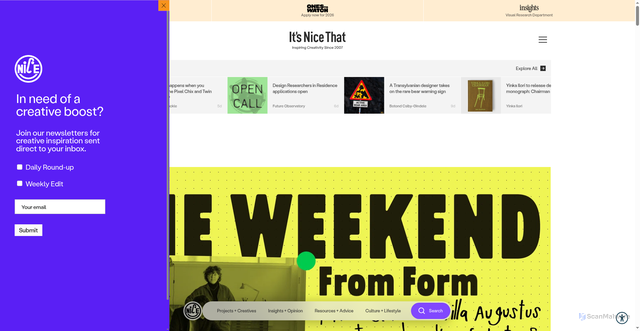 Security scan screenshot of https://www.itsnicethat.com
