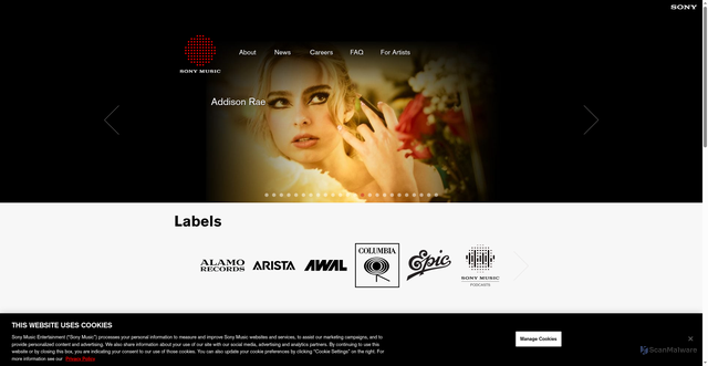 Security scan screenshot of https://sonymusic.com