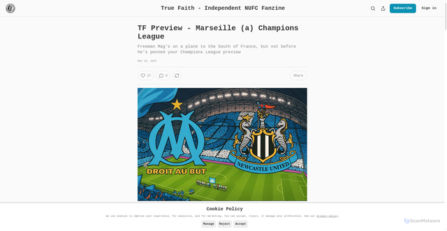 Security scan screenshot of https://tf1892.substack.com/p/tf-preview-marseille-a-champions