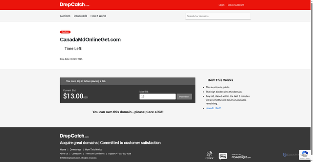 Security scan screenshot of http://canadamdonlineget.com/