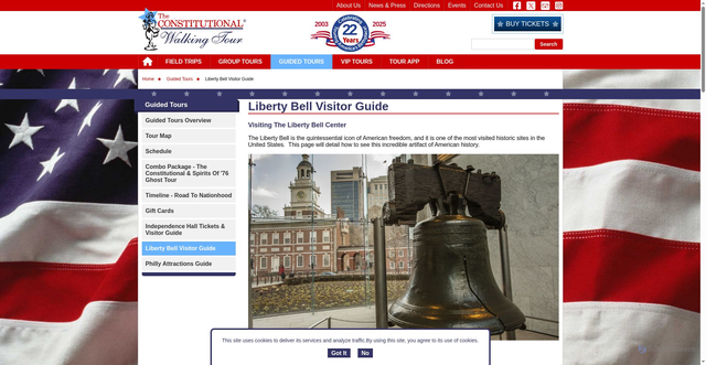 Security scan screenshot of https://www.theconstitutional.com/guided-tours/liberty-bell-visitor-guide