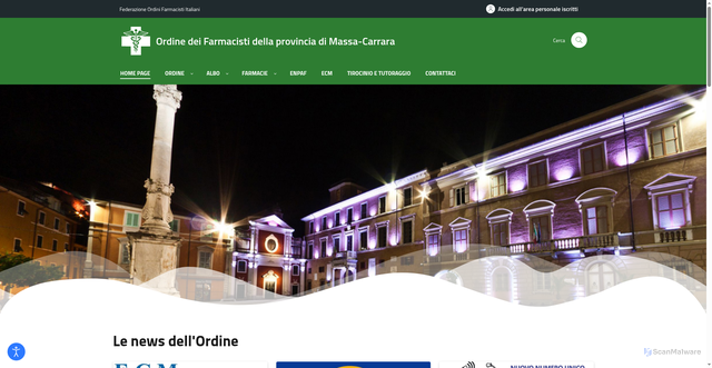 Security scan screenshot of https://www.ordinefarmacistimassacarrara.it/