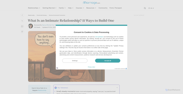 Security scan screenshot of https://www.marriage.com/advice/intimacy/intimate-relationship/