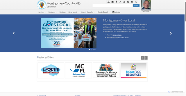 Security scan screenshot of https://montgomerycountymd.gov/