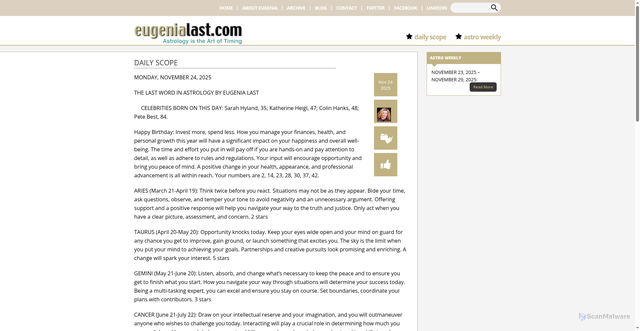 Security scan screenshot of https://www.eugenialast.com/2025/11/24/daily-scope-677/