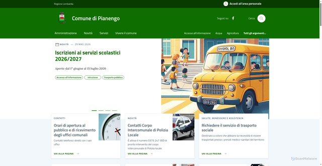 Security scan screenshot of https://www.comune.pianengo.cr.it