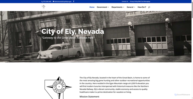 Security scan screenshot of https://www.cityofelynv.gov/