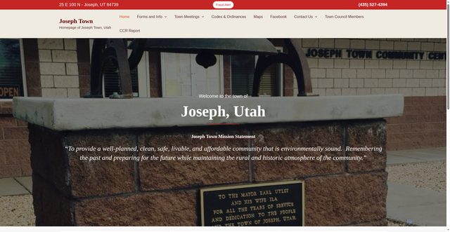 Security scan screenshot of https://josephtownutah.gov/